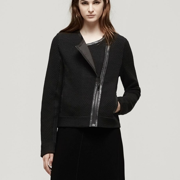 Rag & Bone Lisette Wool Leather Trim Moto Jacket - Picture 1 of 10